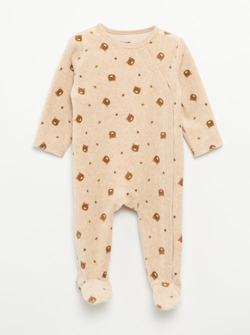 Pack de 2 pijamas de terciopelo con pies - Kiabi