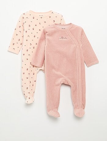 Pack de 2 pijamas de terciopelo con pies