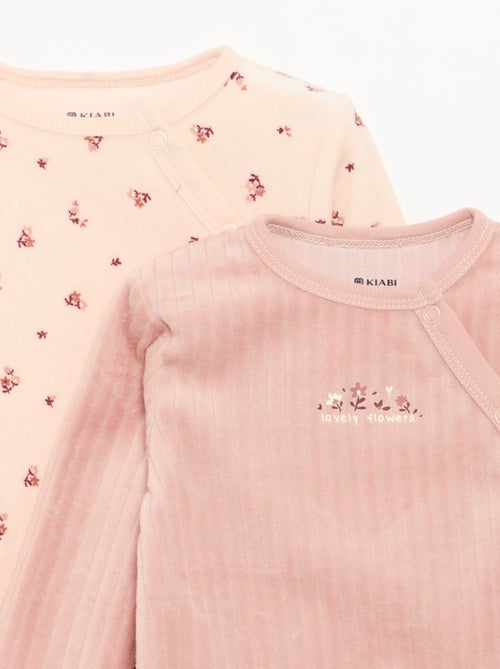 Pack de 2 pijamas de terciopelo con pies - Kiabi