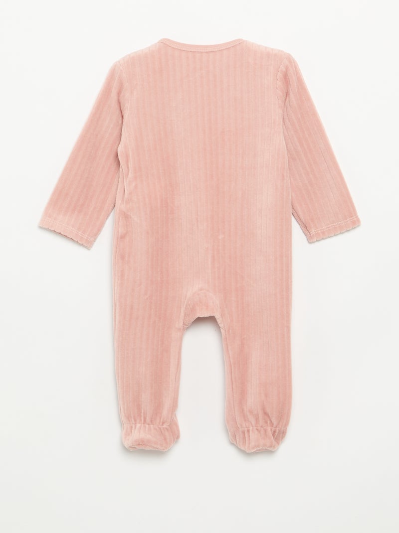Pack de 2 pijamas de terciopelo con pies Rosa - Kiabi