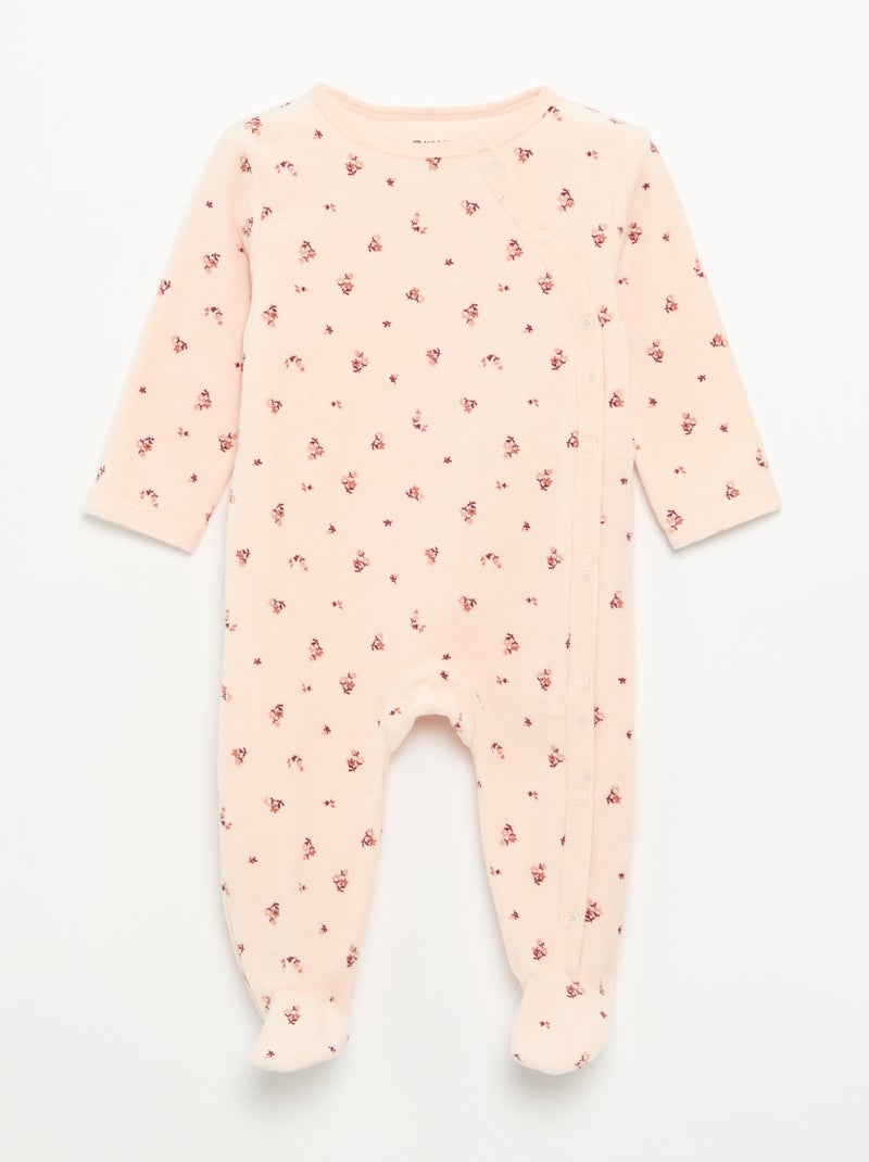 Pack de 2 pijamas de terciopelo con pies Rosa - Kiabi