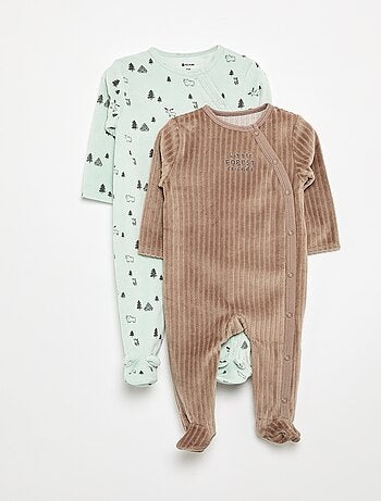 Pack de 2 pijamas de terciopelo con pies