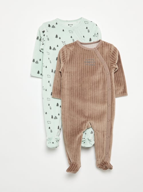 Pack de 2 pijamas de terciopelo con pies - Kiabi Pack de 2 pijamas de terciopelo con pies - Kiabi