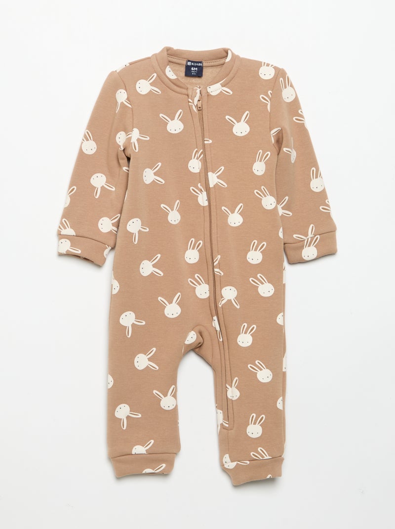 Pack de 2 pijamas enterizos de forro polar Marron - Kiabi