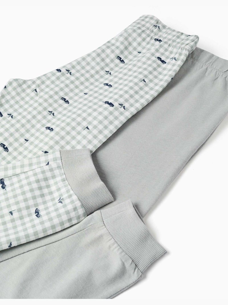 Pack de 2 pijamas largos de algodón con estampados de coches Azul Verde - Kiabi