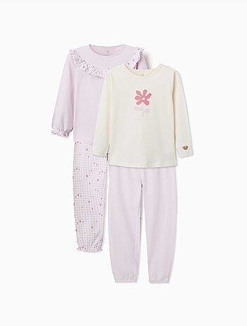 Pack de 2 pijamas largos de algodón con estampados florales
