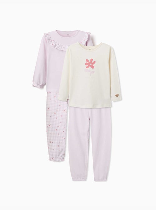 Pack de 2 pijamas largos de algodón con estampados florales - Kiabi Pack de 2 pijamas largos de algodón con estampados florales - Kiabi