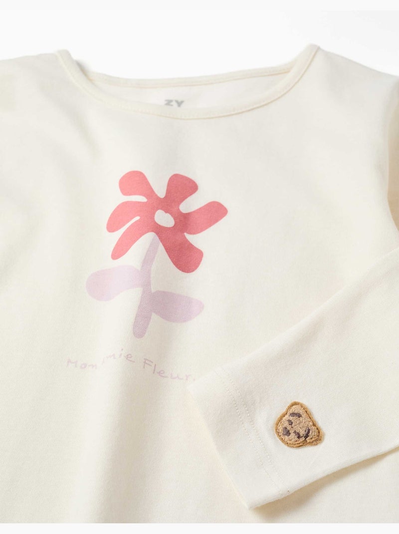 Pack de 2 pijamas largos de algodón con estampados florales Blanco Rosa - Kiabi