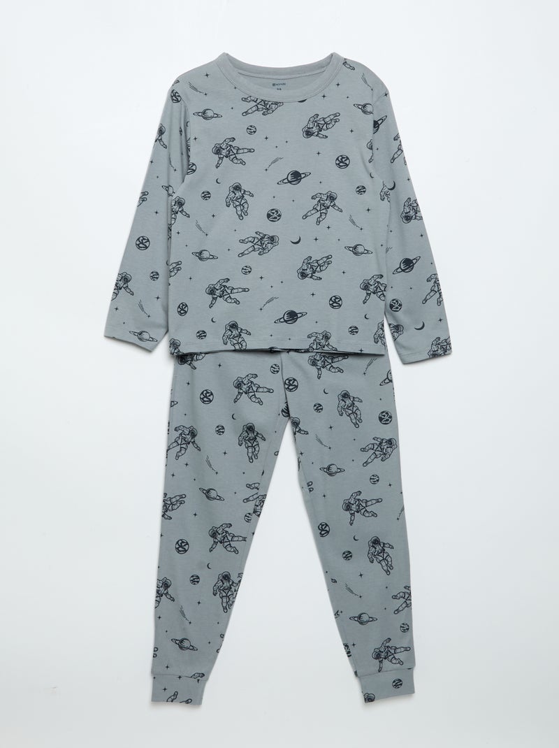 Pack de 2 pijamas largos de punto Azul - Kiabi