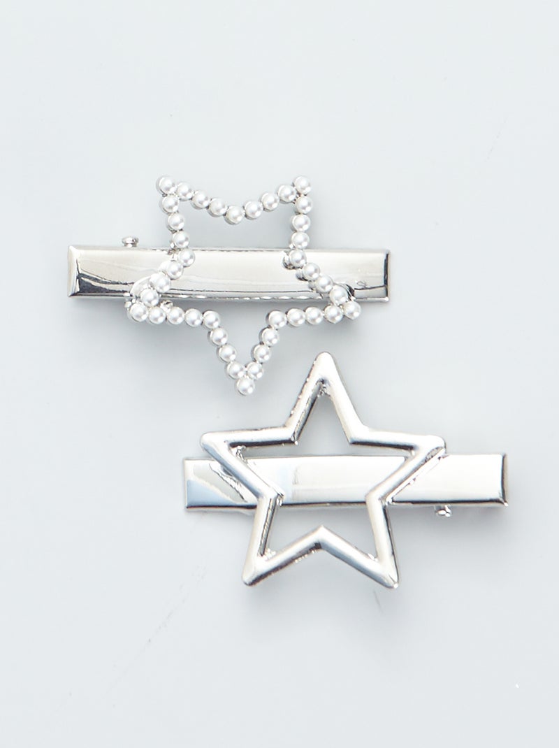 Pack de 2 pinzas 'estrellas' GRIS - Kiabi