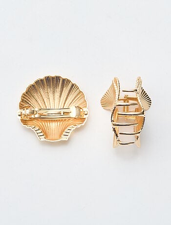 Pack de 2 pinzas joya doradas