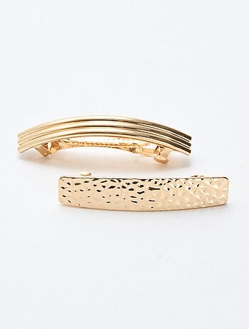 Pack de 2 pinzas para el cabello doradas