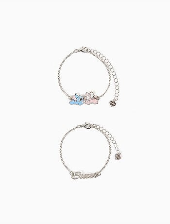 Pack de 2 pulseras con colgantes de stitch y angel