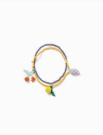 Pack de 2 pulseras con cuentas con colgantes de frutas