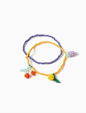 Pack de 2 pulseras con cuentas con colgantes de frutas
