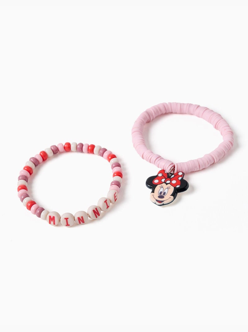 Pack de 2 pulseras con cuentas y Minnie Rosa claro - Kiabi