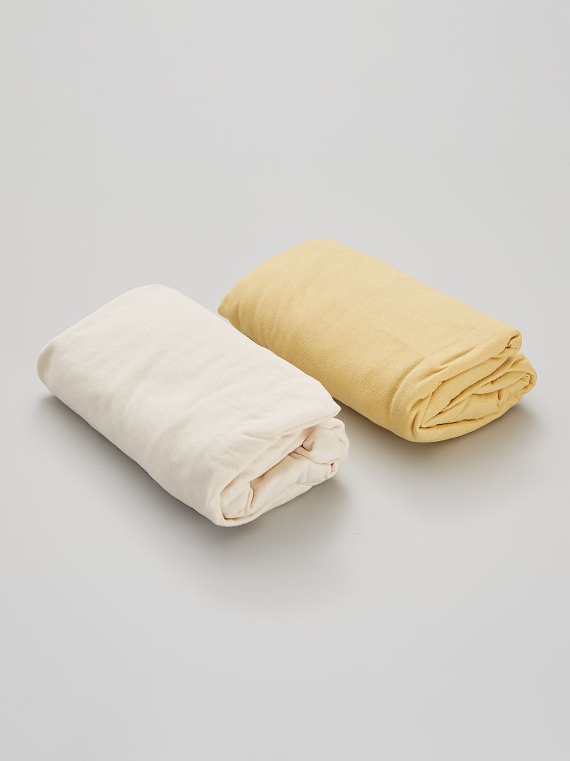 Pack de 2 sábanas bajeras de algodón AMARILLO - Kiabi