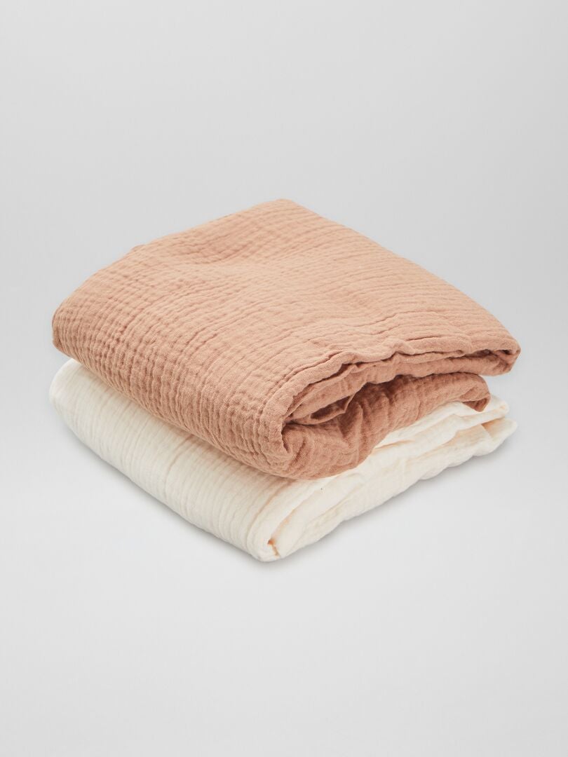 Pack de 2 sábanas bajeras de gasa de algodón BEIGE - Kiabi