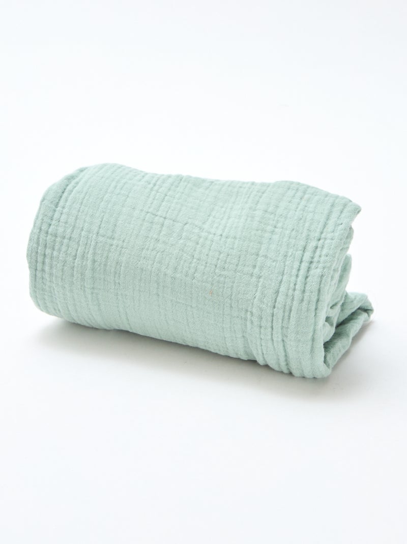 Pack de 2 sábanas bajeras de gasa suave Verde - Kiabi