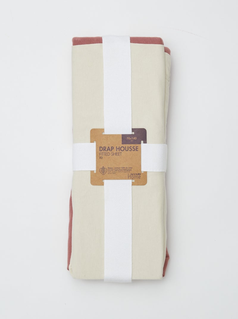 Pack de 2 sábanas bajeras para bebé (70x140) de punto - Kiabi Home BLANCO - Kiabi