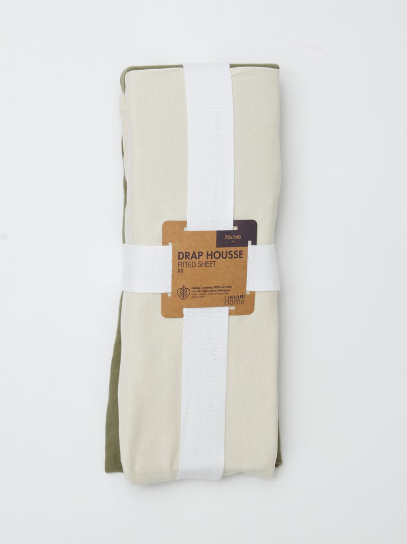 Pack de 2 sábanas bajeras para bebé (70x140) de punto - Kiabi Home BLANCO - Kiabi