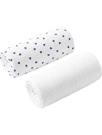 Pack de 2 sábanas bajeras para capazo de gasa algodón | SEVIRA KIDS