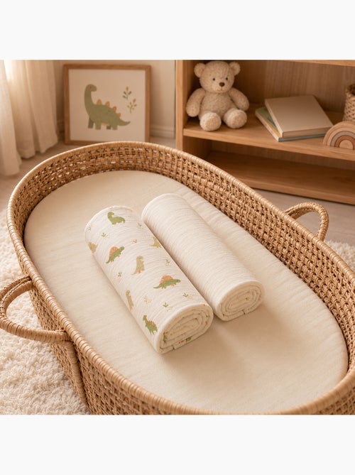 Pack de 2 sábanas bajeras para capazo en muselina de algodón | SEVIRA KIDS - Kiabi Pack de 2 sábanas bajeras para capazo en muselina de algodón | SEVIRA KIDS - Kiabi