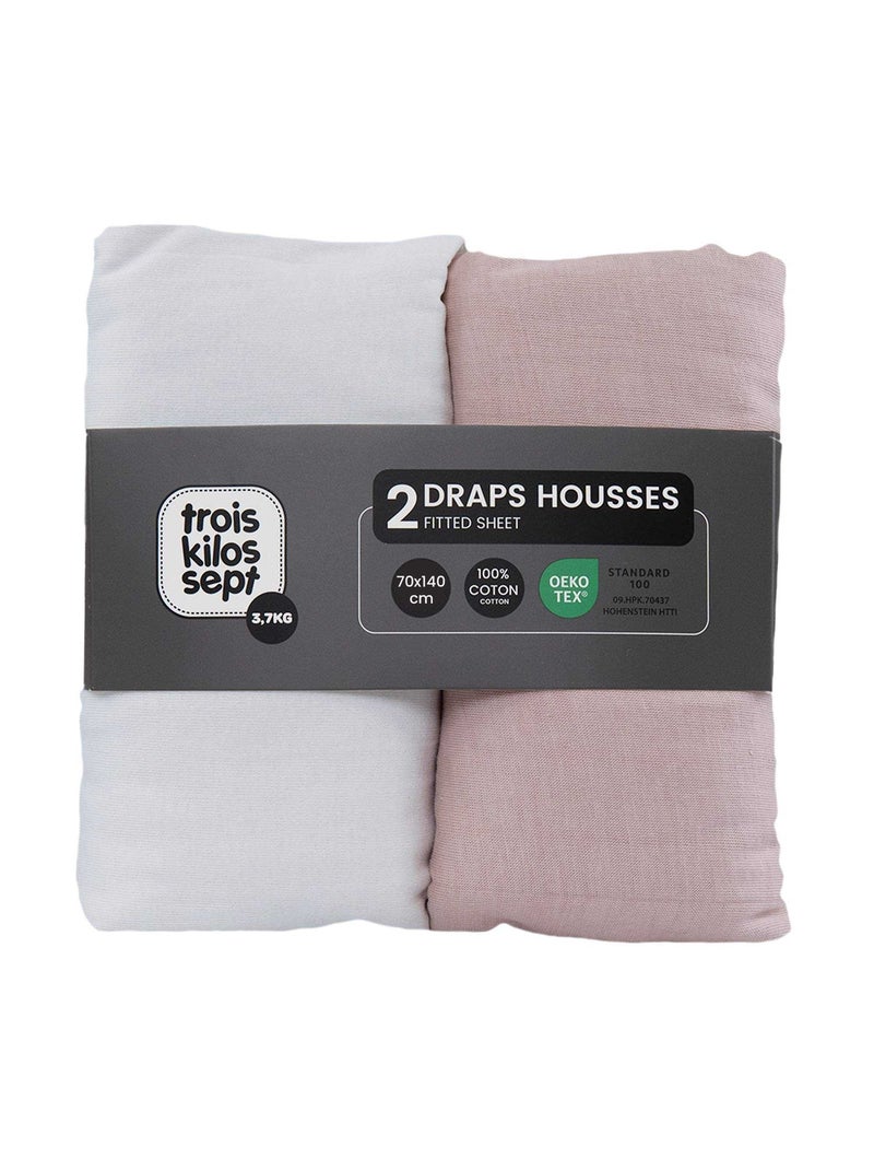 Pack de 2 sábanas bajeras para cuna de bebé Rosa viejo - Kiabi