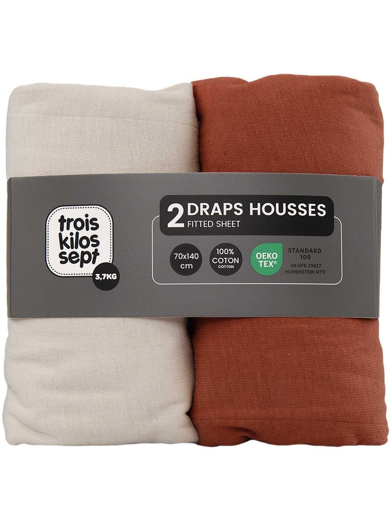 Pack de 2 sábanas bajeras para cuna de bebé Terracota - Kiabi
