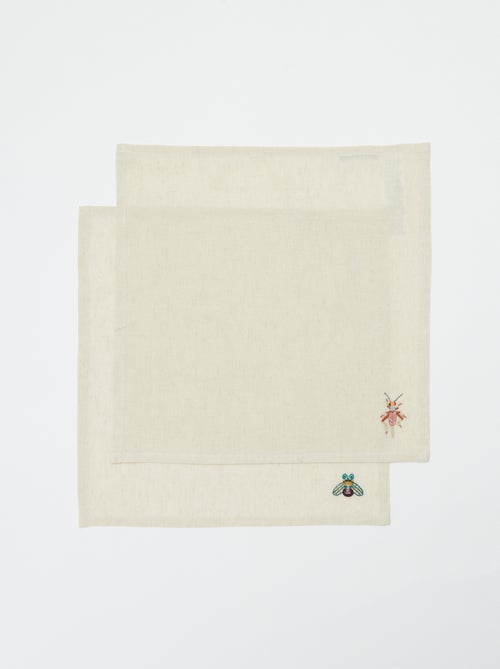 Pack de 2 servilletas bordadas (40 x 40 cm) - Kiabi Home - Kiabi