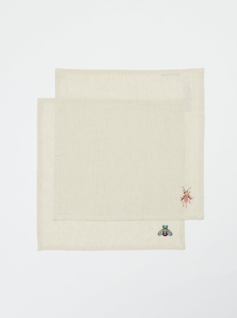 Pack de 2 servilletas bordadas (40 x 40 cm) - Kiabi Home BEIGE - Kiabi
