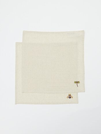Pack de 2 servilletas bordadas (40 x 40 cm) - Kiabi Home