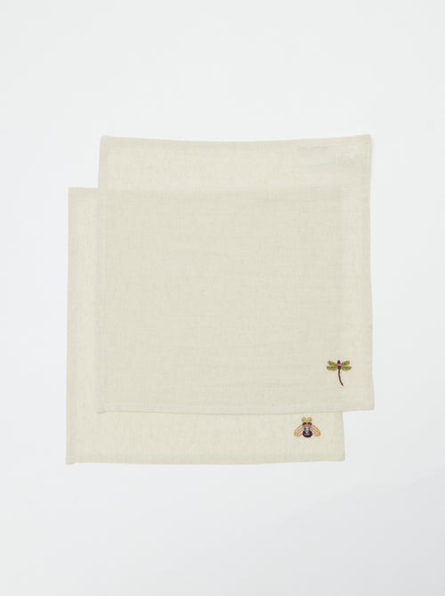 Pack de 2 servilletas bordadas (40 x 40 cm) - Kiabi Home - Kiabi