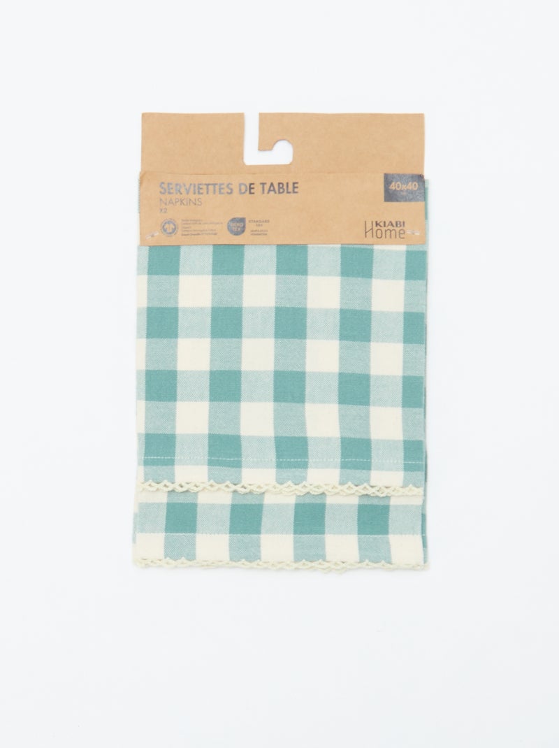 Pack de 2 servilletas de mesa a cuadros Esmeralda - Kiabi