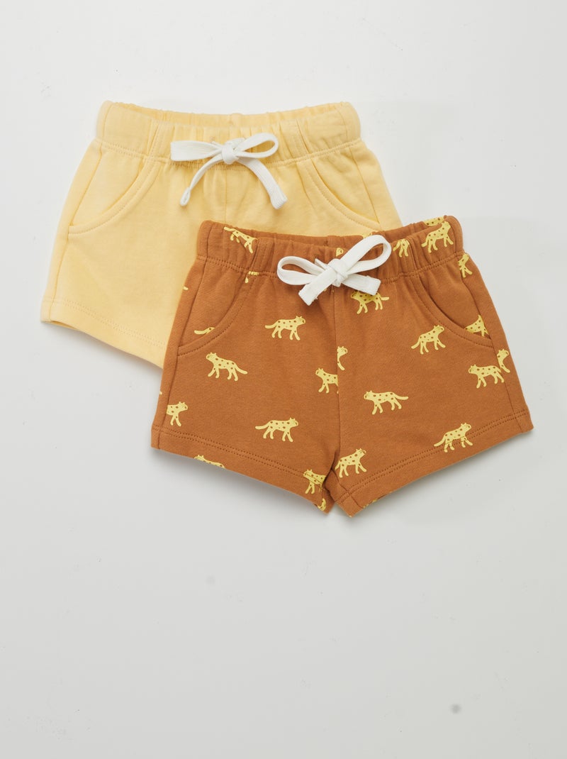 Pack de 2 shorts de chándal finos MARRON - Kiabi