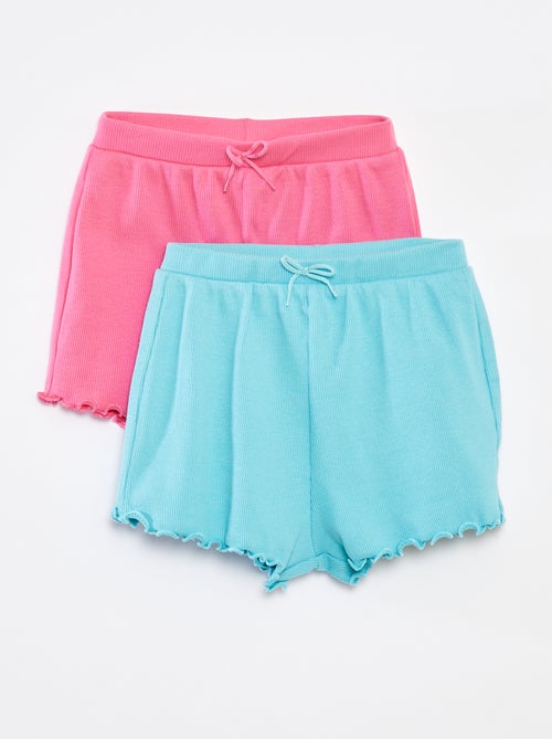 Pack de 2 shorts lisos de punto de canalé - Kiabi
