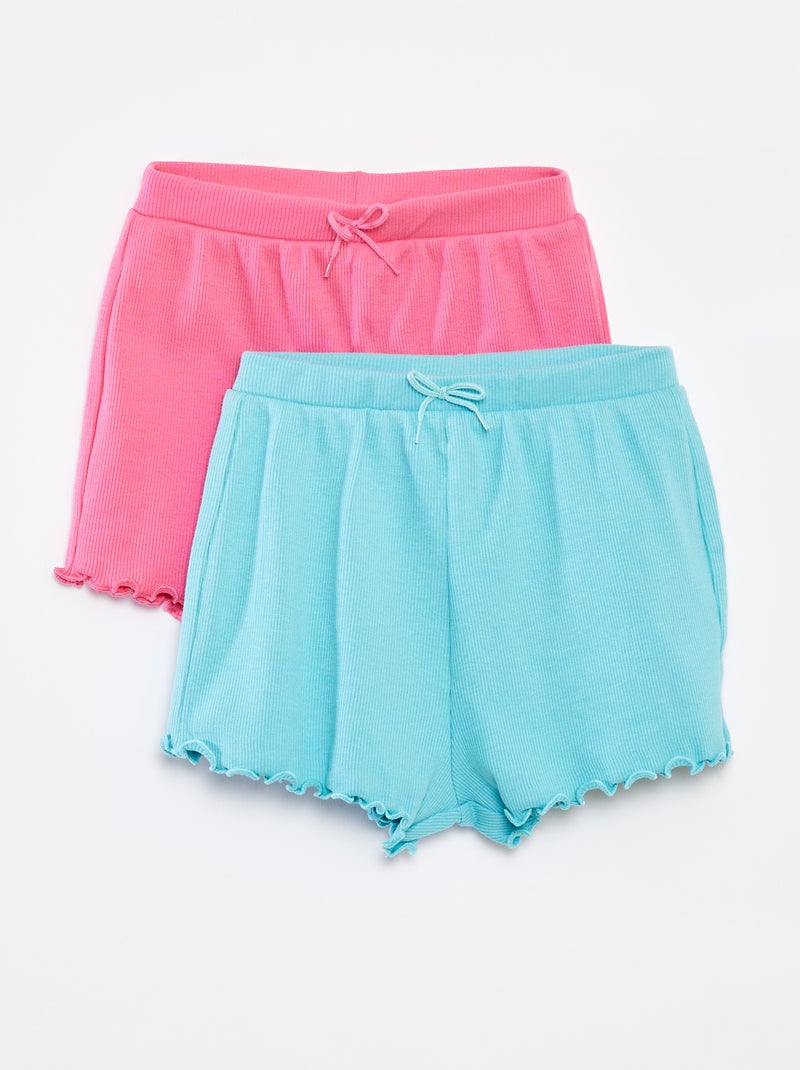 Pack de 2 shorts lisos de punto de canalé AZUL - Kiabi
