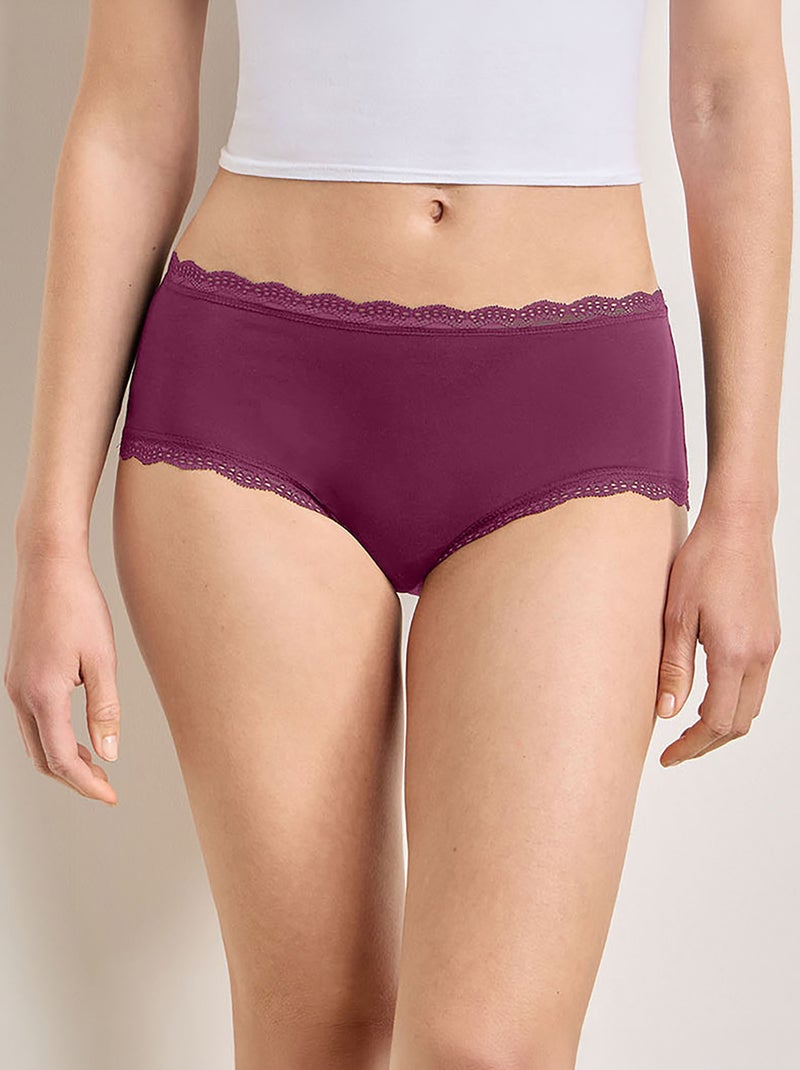 Pack de 2 shortys con bordes de encaje Rosa - Kiabi