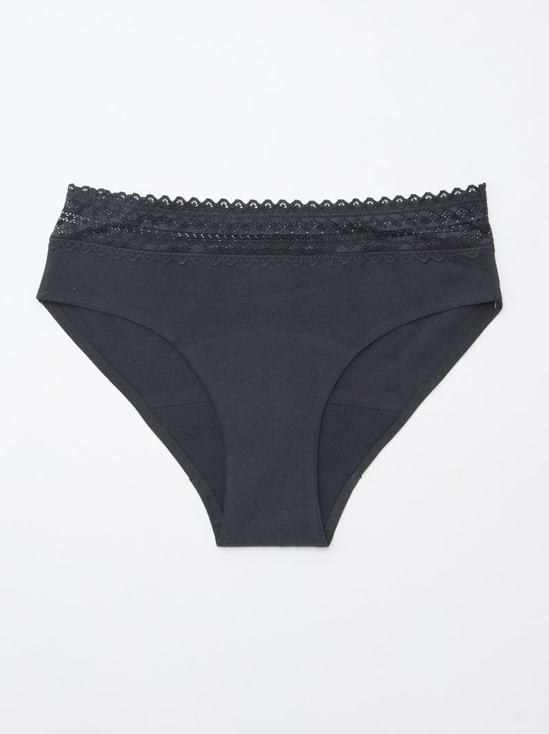 Pack de 2 shortys menstruales flujo ligero Negro - Kiabi