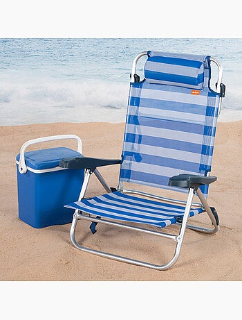 Pack de 2 sillas de playa plegables y reclinables 8 posiciones c/cojín aktive