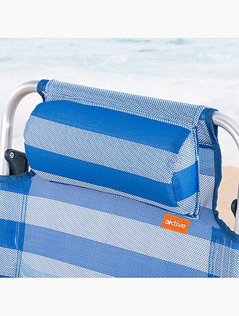 Pack de 2 sillas de playa plegables y reclinables 8 posiciones c/cojín aktive