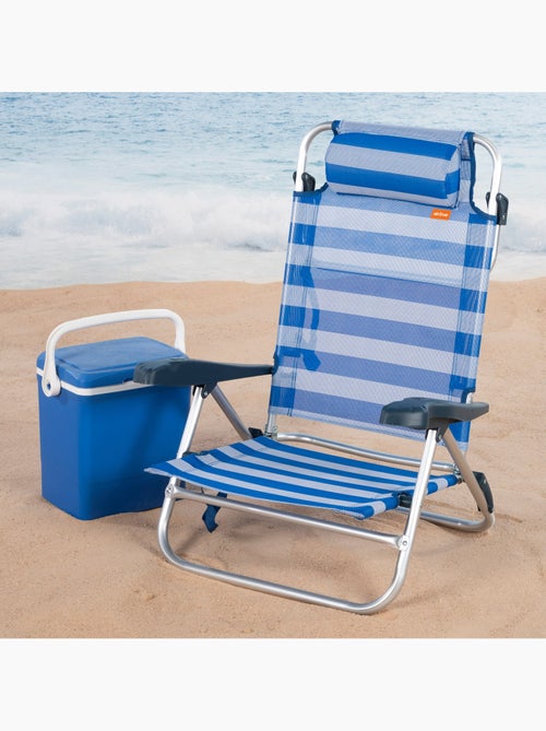 Pack de 2 sillas de playa plegables y reclinables 8 posiciones c/cojín  aktive - Kiabi