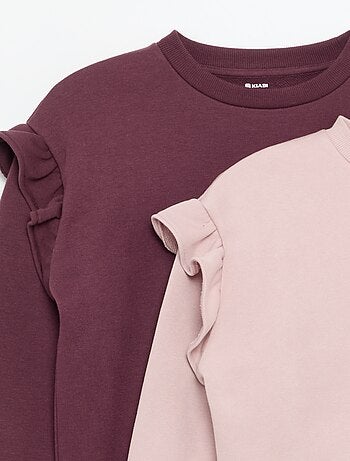 Pack de 2 sudaderas con volantes en los hombros