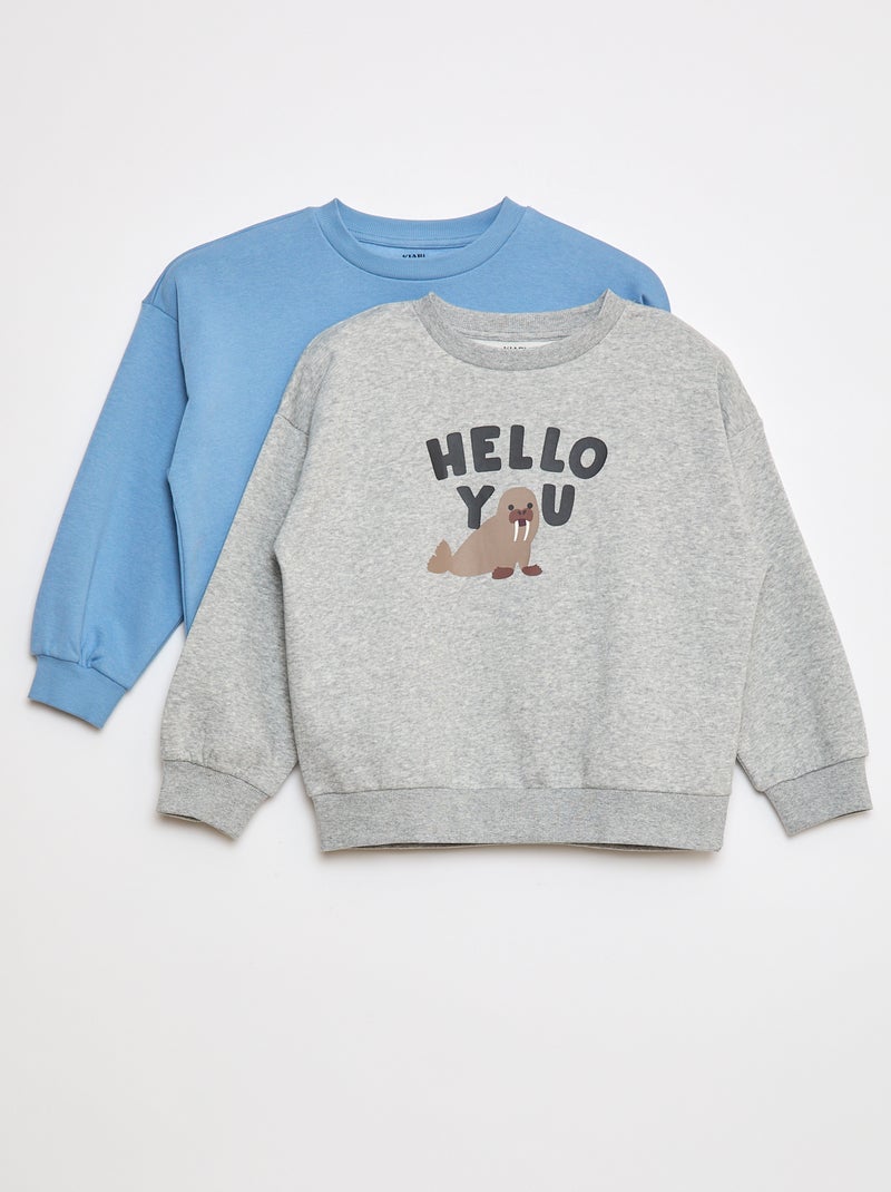 Pack de 2 sudaderas de chándal con cuello redondo Gris - Kiabi