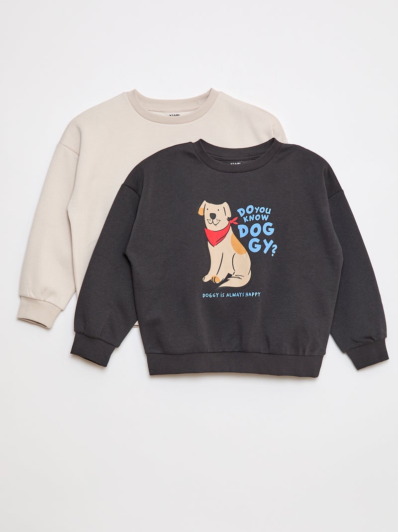 Pack de 2 sudaderas de chándal con cuello redondo Gris - Kiabi