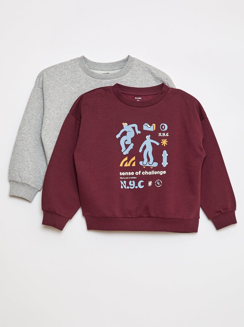 Pack de 2 sudaderas de chándal con cuello redondo Marron - Kiabi