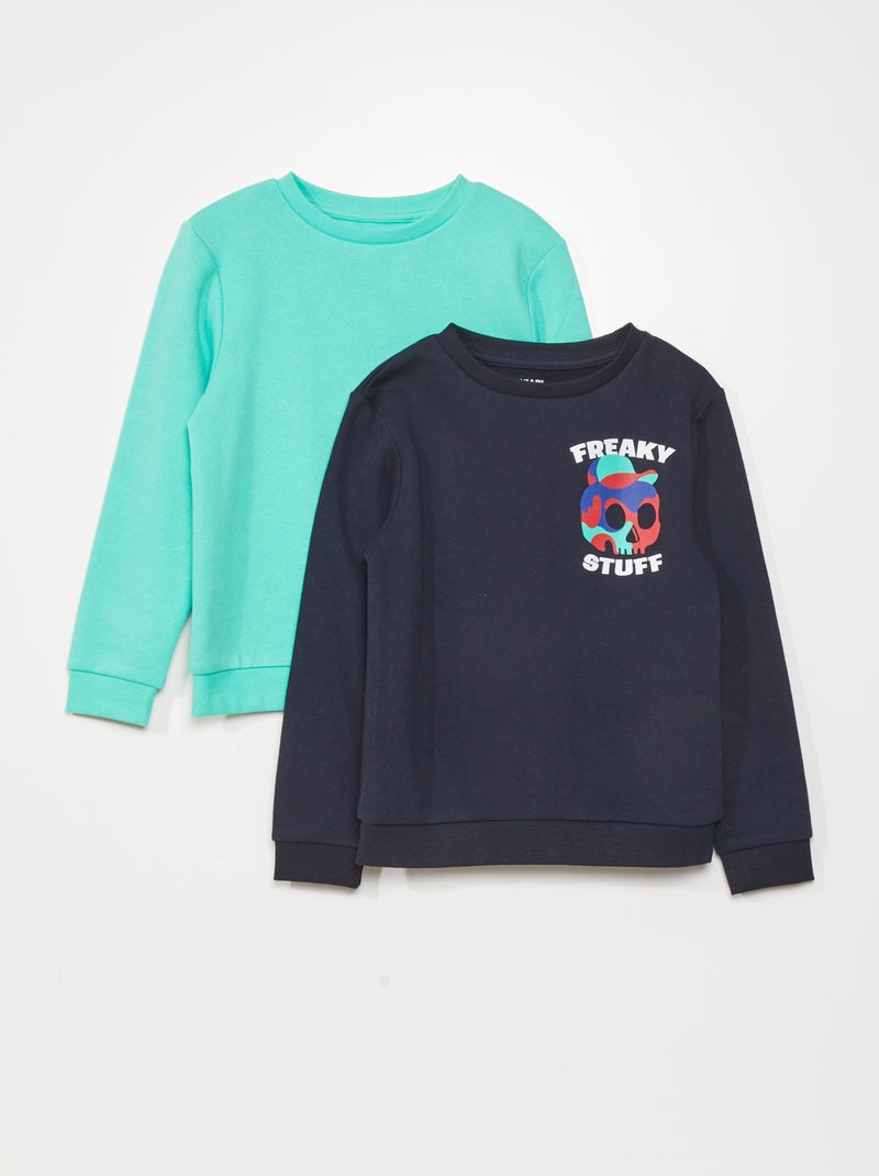 Pack de 2 sudaderas de chándal con estampado AZUL - Kiabi