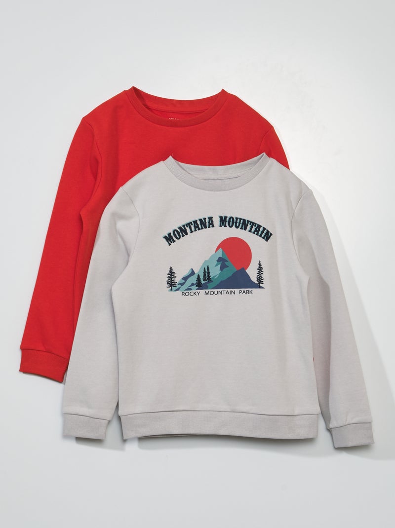 Pack de 2 sudaderas de chándal con estampado GRIS - Kiabi