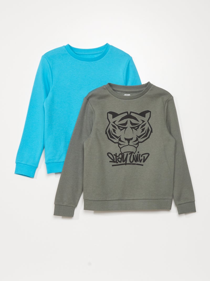 Pack de 2 sudaderas de chándal con estampado GRIS - Kiabi