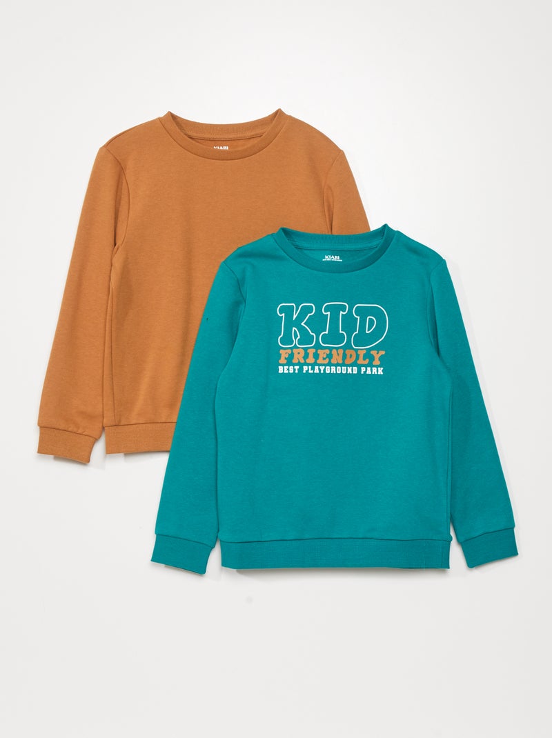 Pack de 2 sudaderas de chándal con estampado VERDE - Kiabi